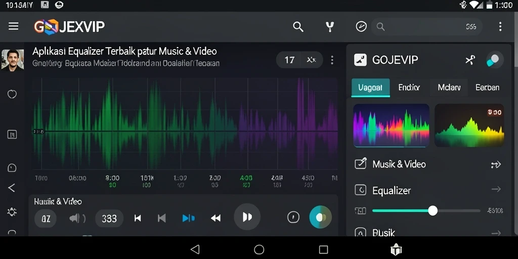 Tampilan antarmuka GOJEKVIP dengan berbagai kontrol Equalizer.