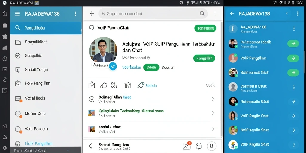 Screenshot antarmuka aplikasi RAJADEWA138 menampilkan fitur VoIP Panggilan.