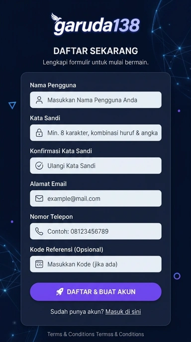 Tampilan halaman daftar garuda138